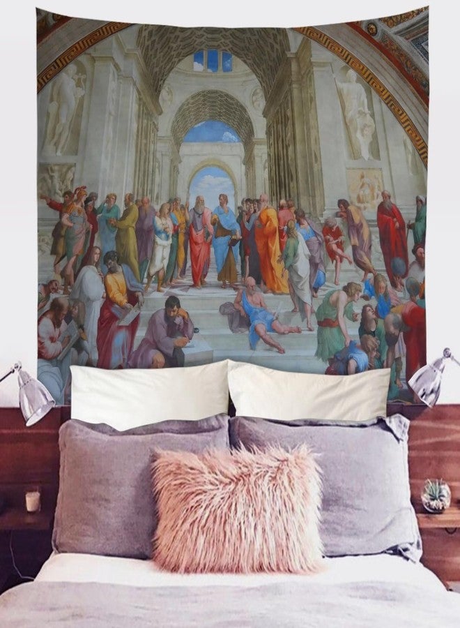 Psesaysky Raphael The School of Athens Tapestry Wall Hanging for Bed Room Aesthetic Home Wall Dorm Decor Classic Art Tapestry House Ornaments 59ʺ W× 39.3ʺH - Image 1